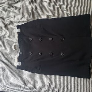 Ann Taylor Black Straight Skirt Size 4 Double Buttons